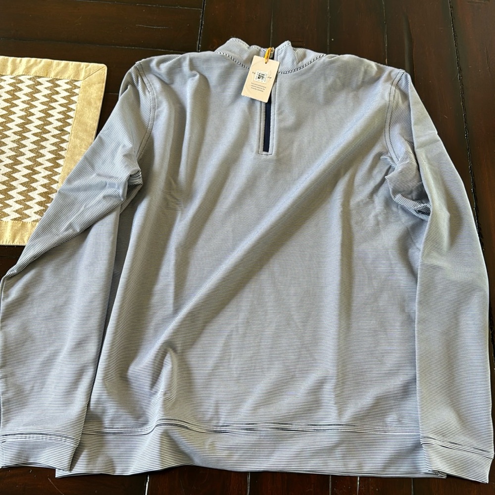 Peter Millar Navy and White Quarter Zip